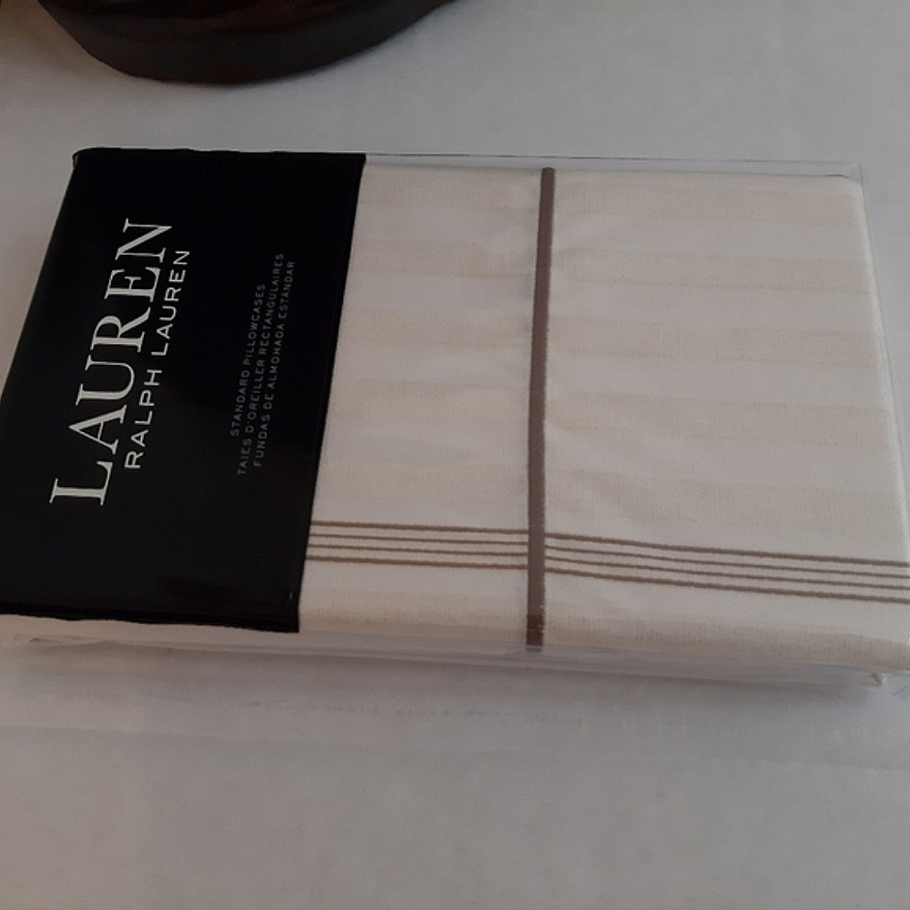 Ralph Lauren Home Allie Stripe Standard Pillowcases Cream MSRP $130 - Picture 4 of 8